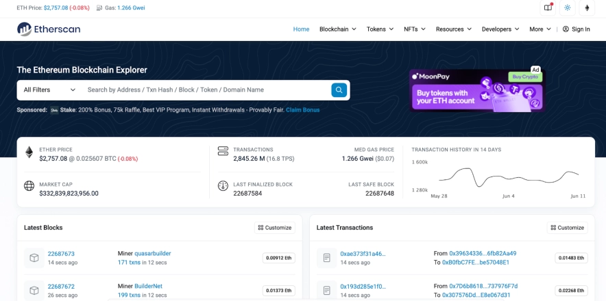 Інші експлорери для перевірки хешу транзакцій