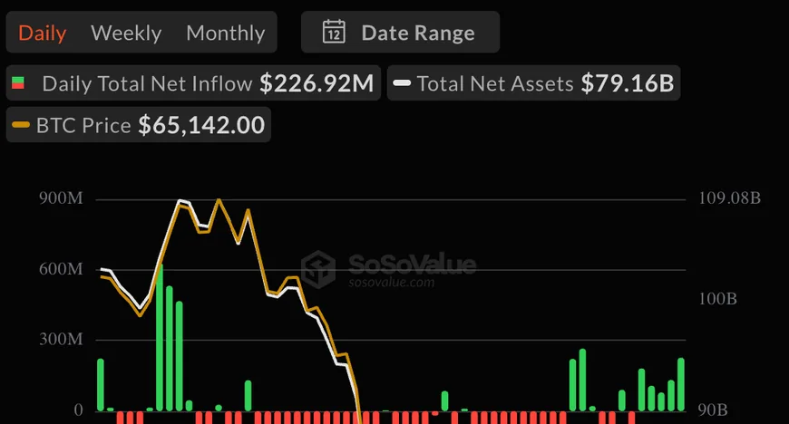 Bitcoin ETF зафиксировали пятый день притока капитала