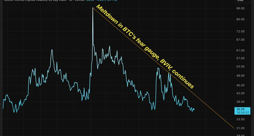 BVIV впав до 35.59%: волатильність Bitcoin досягла мінімуму