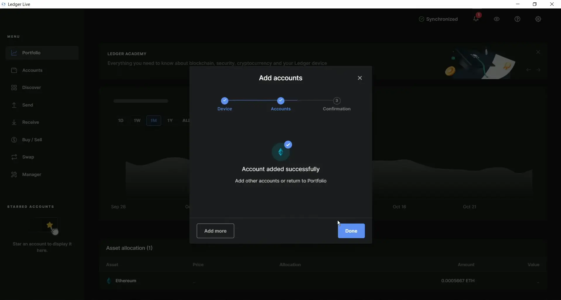 Ledger попросит подтвердить создание аккаунта