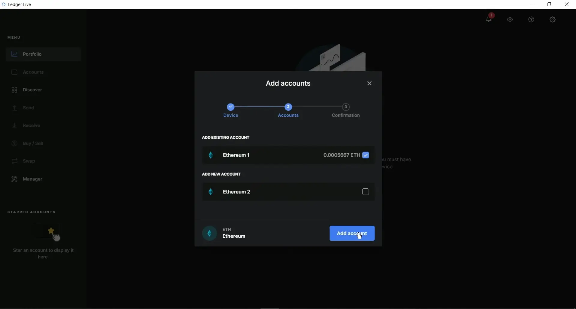 Перейдите во вкладку Accounts и нажмите Add account